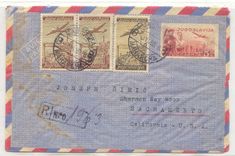 Yugoslavia aerogram air letter used in 1950 resgistered to US the (postal entirety stationary)