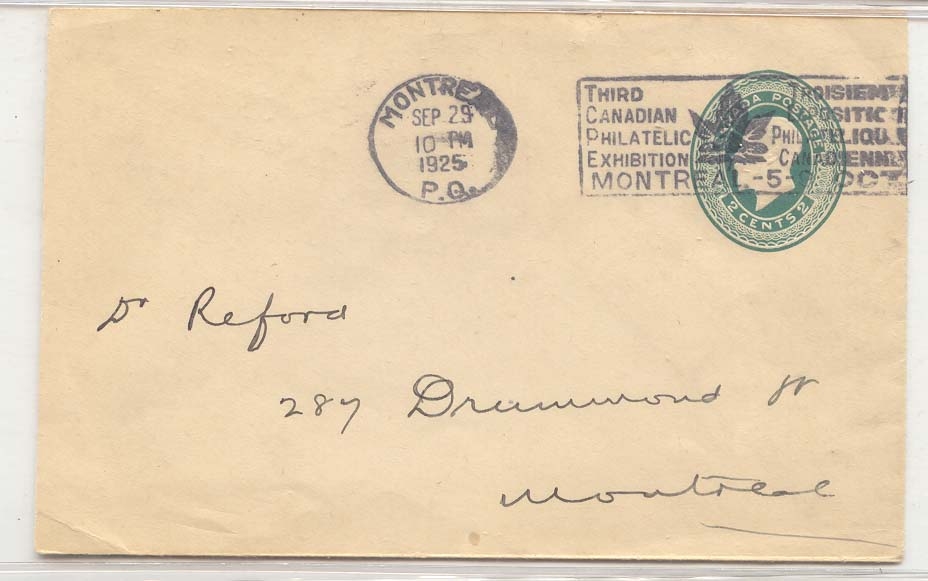 Canada 1925 slogan Canada Philatelic Show Montreal (stationary whole philately)
