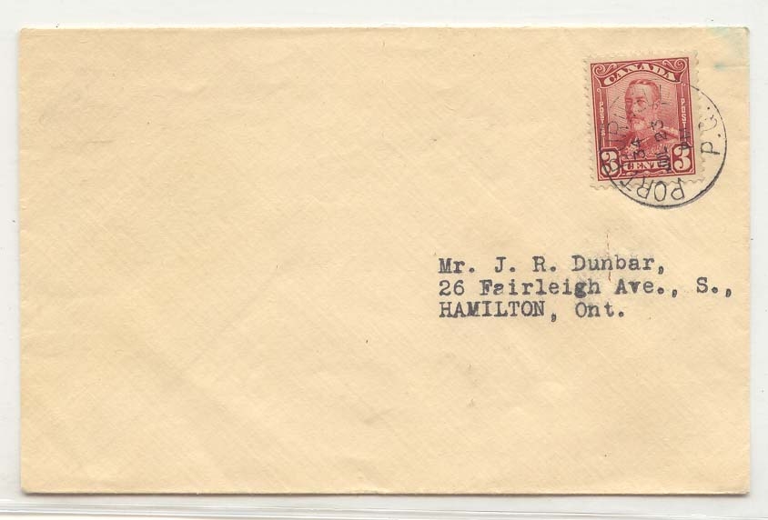 Canada #151 one 1934 cover Port Burvell PS has scarce stamp one cover (cover letter)