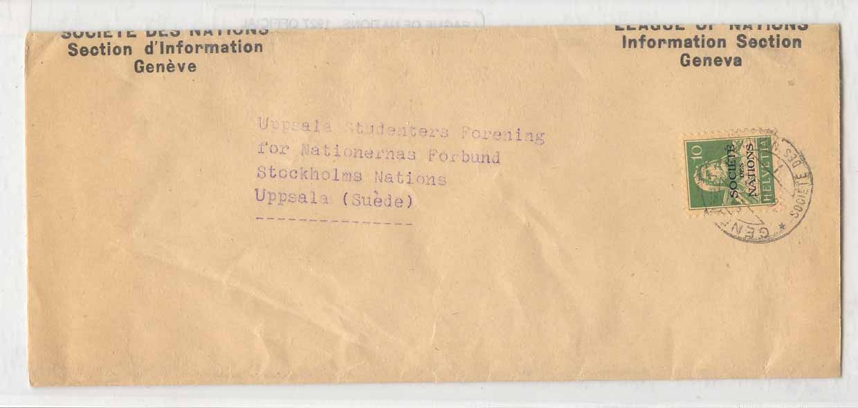 League off Nations 1927 official wrapper with swiss league overprint #2 tied by off Superb chancel (Swiss letter)