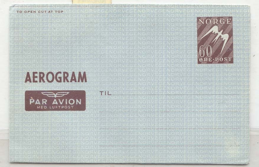 Norway Aerogram air letter AlS 1 MINT (Norge Norveg statiionary whole postal)