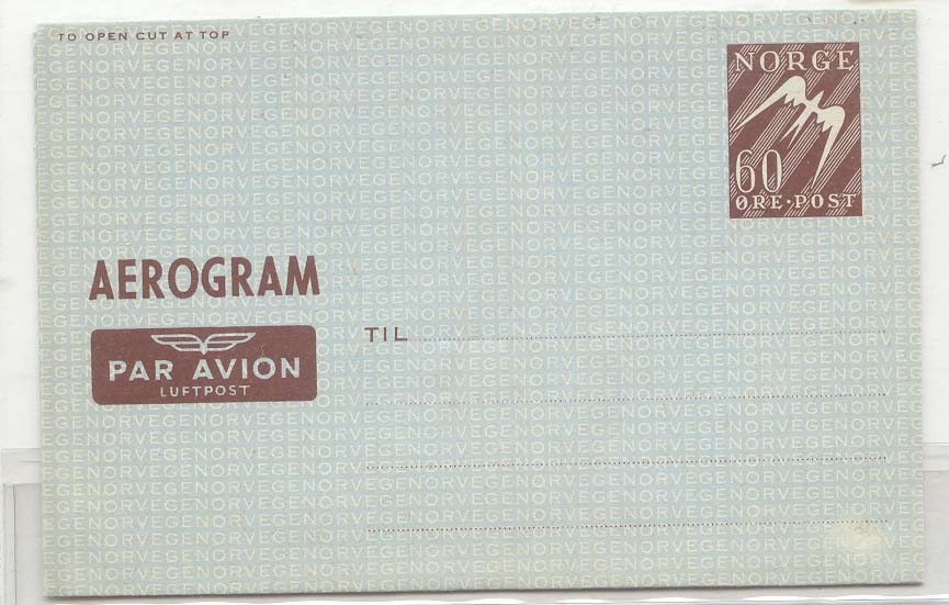 Norway Aerogram air letter LF 2 MINT (Norge Norveg statiionary whole postal)