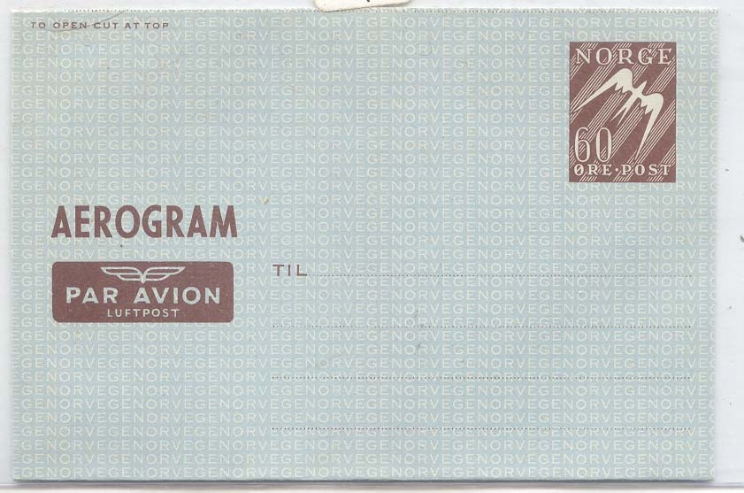 Norway Aerogram aerogramme LF 3 MINT (Norge Norvege statiionary entier postal)