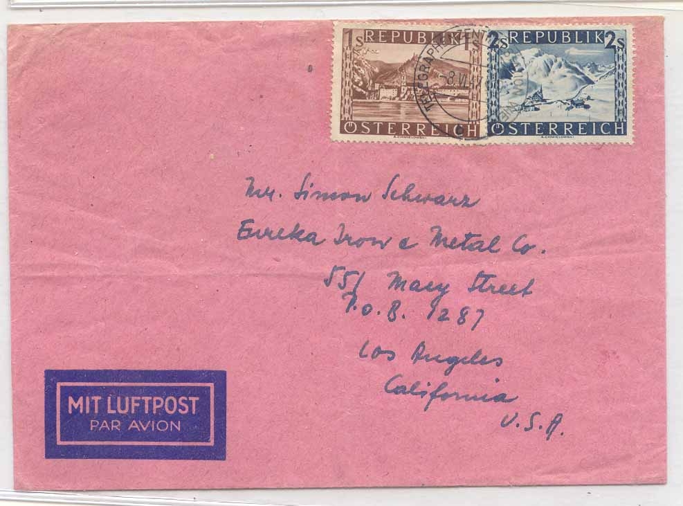 Austria 1947 unusual No censor cover US to (osterreich Austria letter)