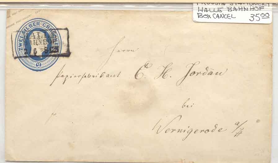 Prussia Stationary Market Bahnhof Box chancel (Prussia whole postal)