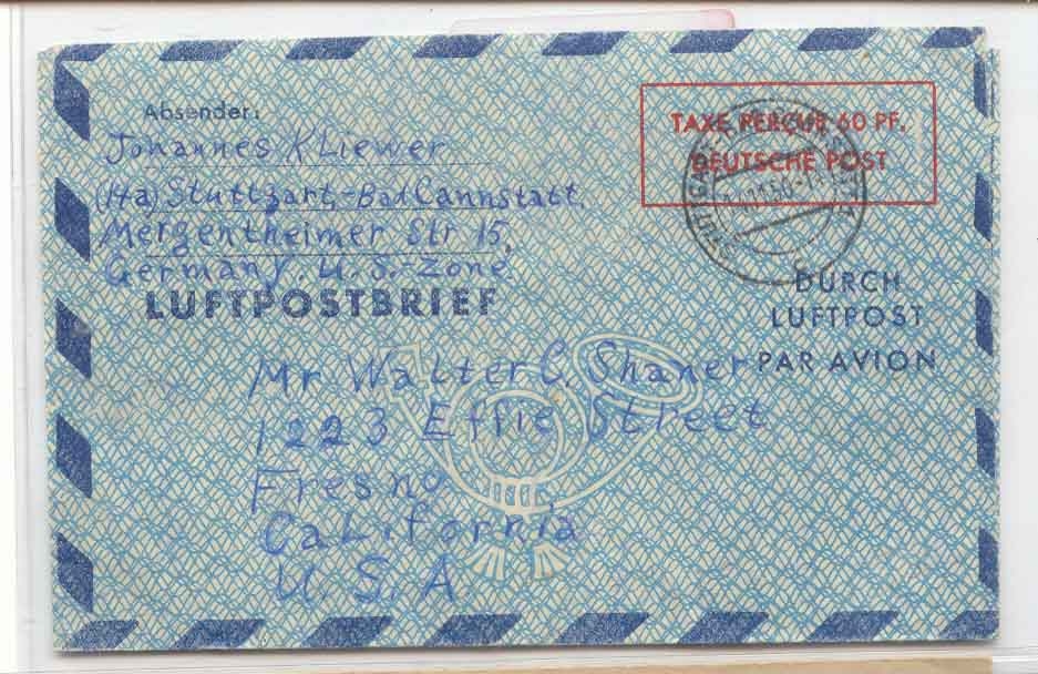 Germany LF 4 used aerogram air letter (whole postal stationary)