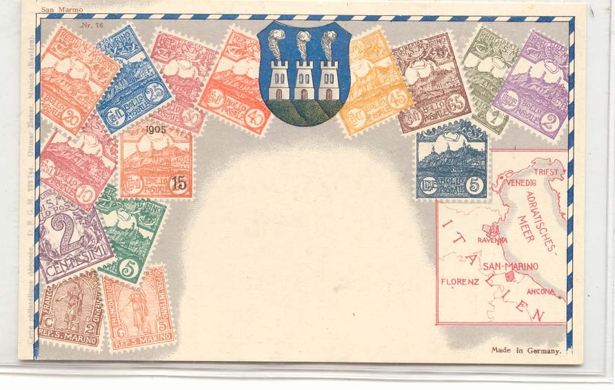 San Marino Stamp card Very fine and scarce (Saint Marine philately chart stamps)