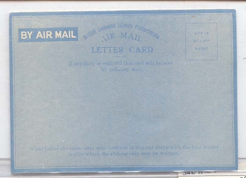 Solomon Islands protectorate Als Formular Scarce (entier postal stationary Salomon)
