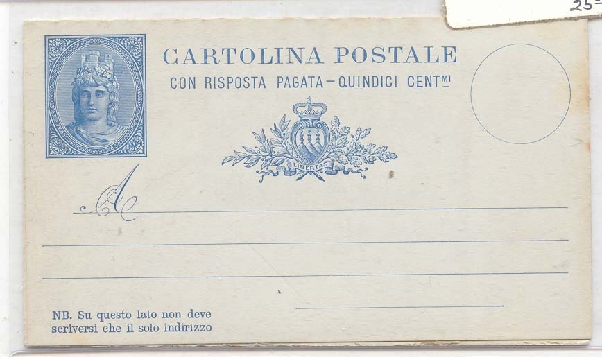 San Marino Stationary with reply card MINT (Saint Marin philatelie entier postal)