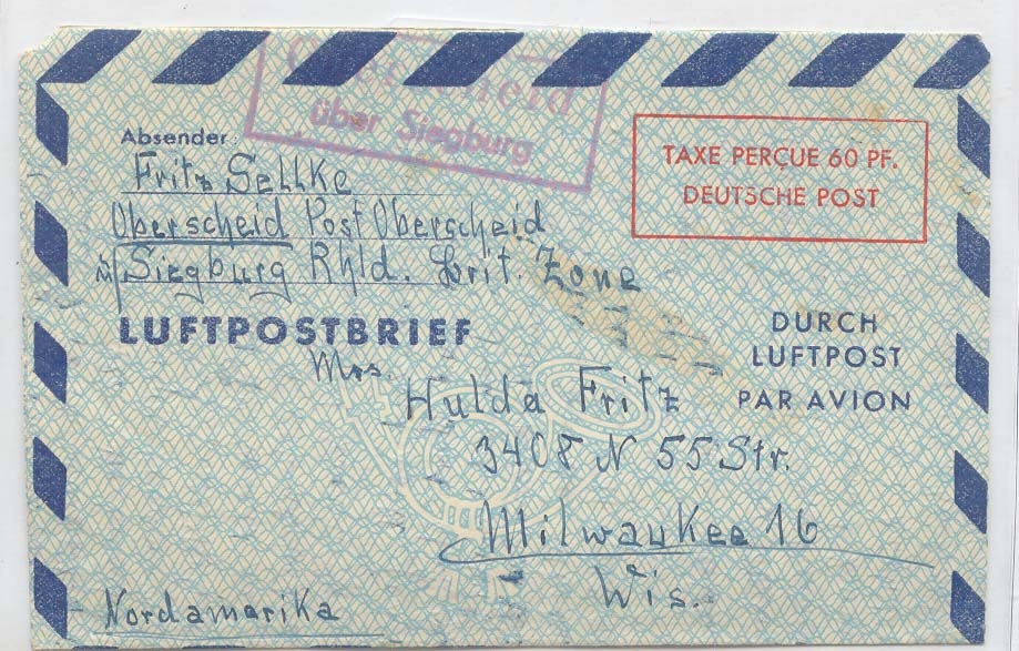 Germany American occupation zone LF 4 aerogram air letter (whole psotal stationary cover)