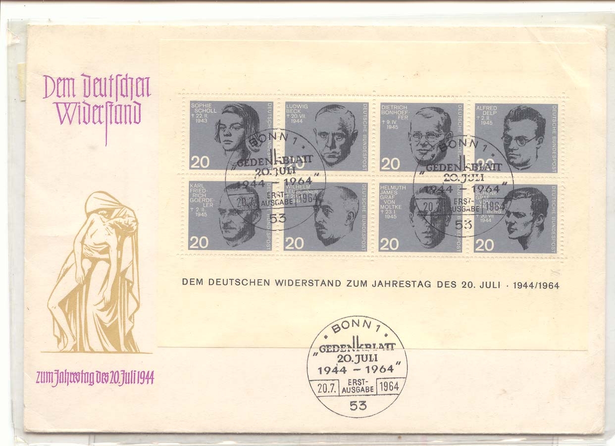 Germany 883-90 sheet FDC 1st day 1964