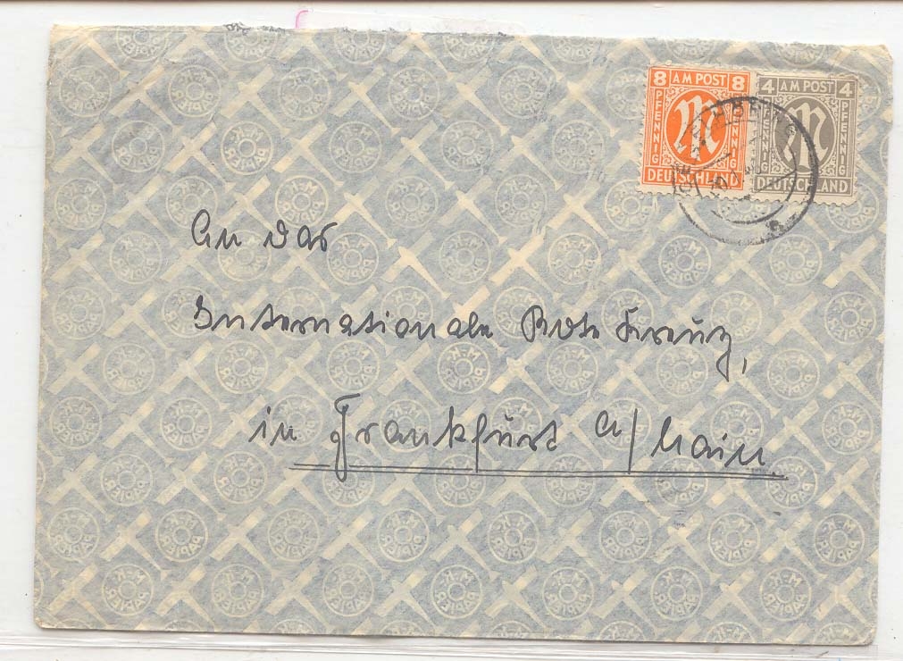 Germany occupation by combine American Government 1946 Civilian censor (letter cover)