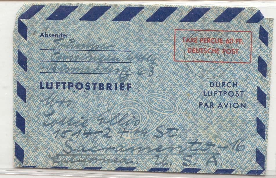 Germany AlS LF 4 aerogram air letter used 23 10 51 (postal entirety stationary)