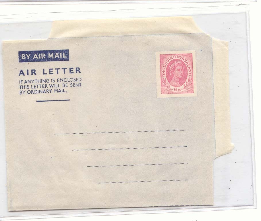 rhodesia & Nyasaland FG 1 aerogram aerogramme entier postal stationary Rhodesie) MINT