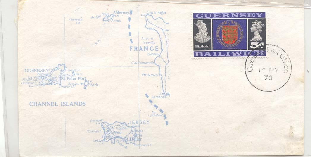 Guernsey Guernesey Elizabeth 1 1970 (lettre cover queen reine royaute)