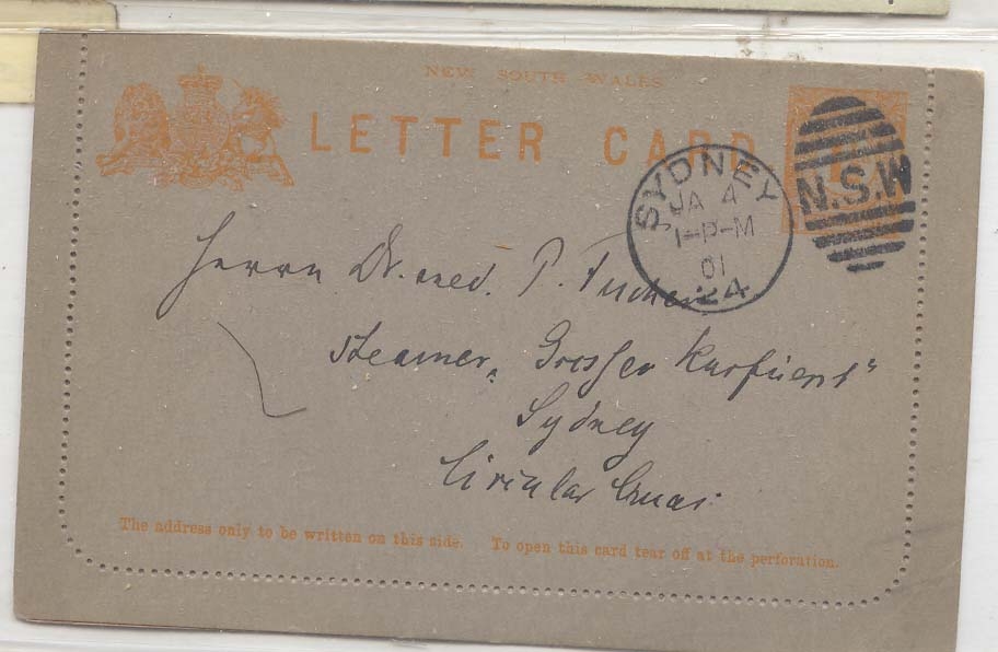 Australia New South WAles stationary used in 1901 (postal entirety)