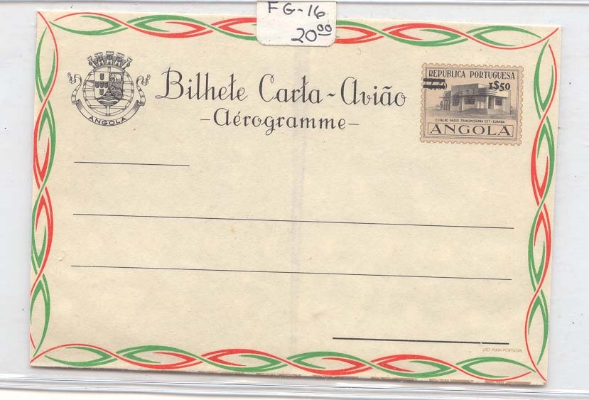 Angola FG 16 aerogram Aerogramme (entier postal stationary) MINT