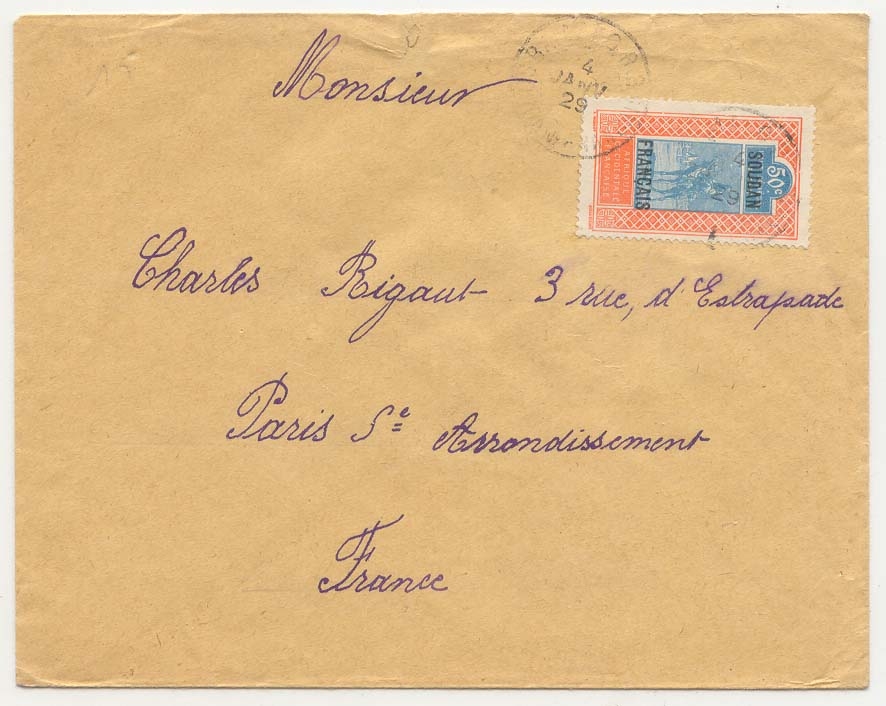 Soudan Lettre pour la France (Cover Sudan)
