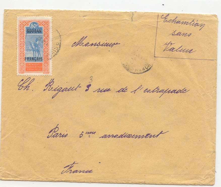 Soudan Lettre pour la France (Cover Sudan)