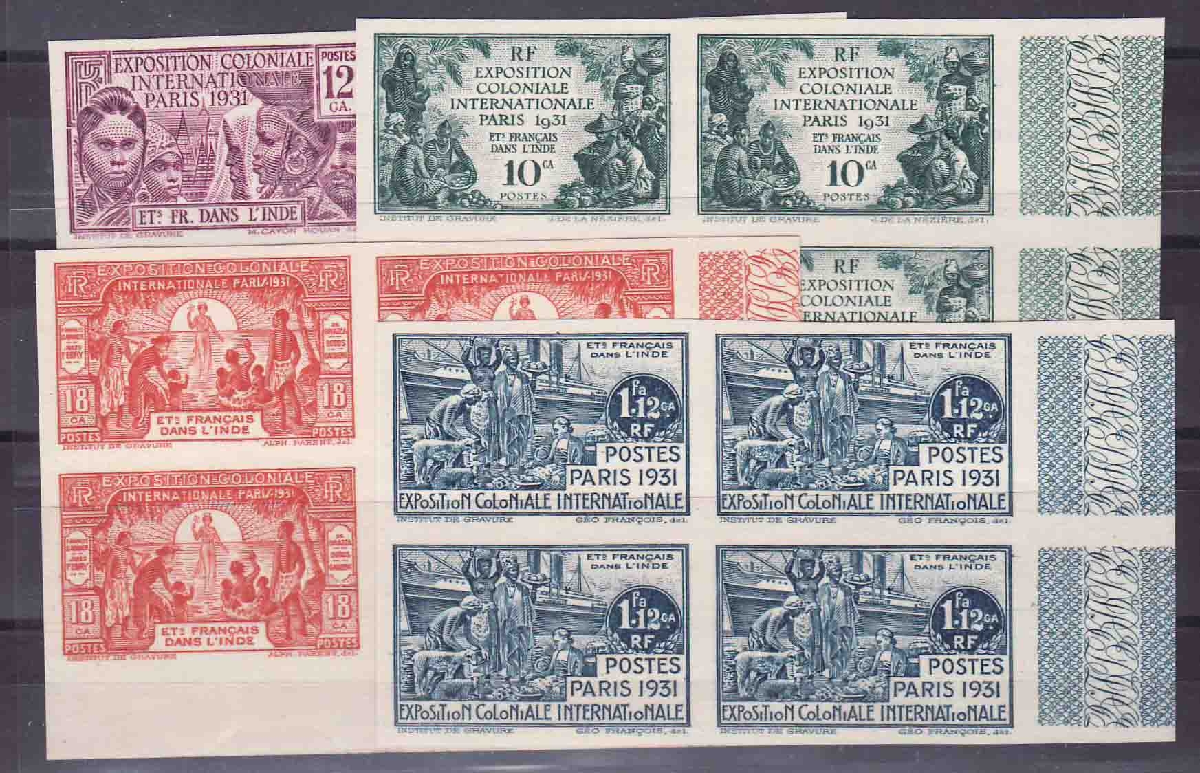 Inde Exposition Internationale internationale 1931 SERiE NON DENTELEE en bloc de 4 ** SUP (India)